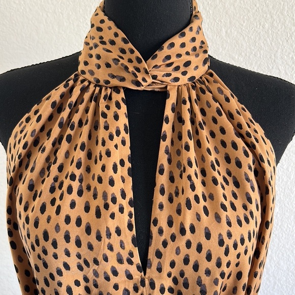 Banana Republic High Neck Brown and Black Polka Dot Dress Size Medium - Picture 5 of 12